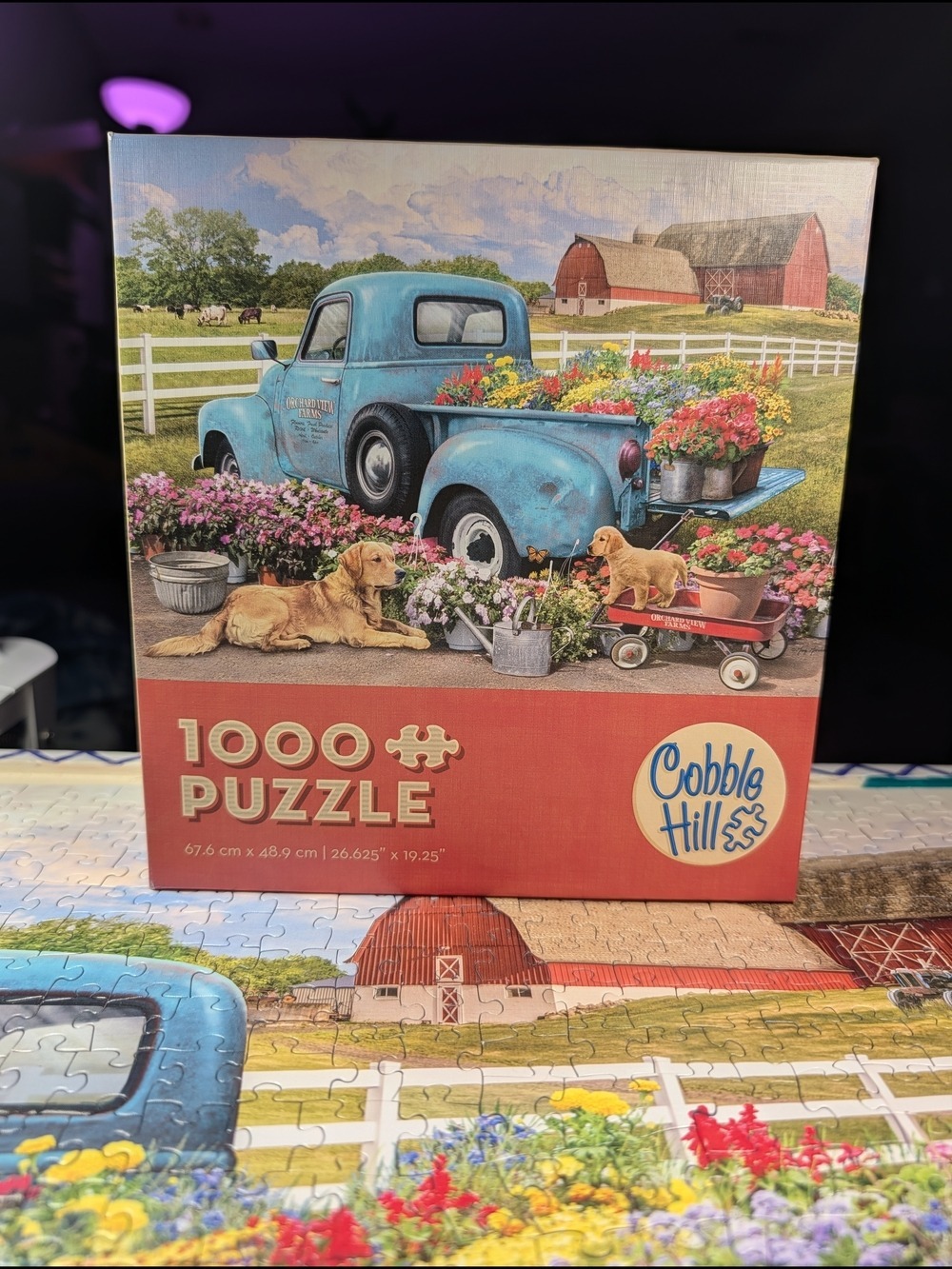 Cobble Hill Blue Truck Floral 1000 Piece Puzzle